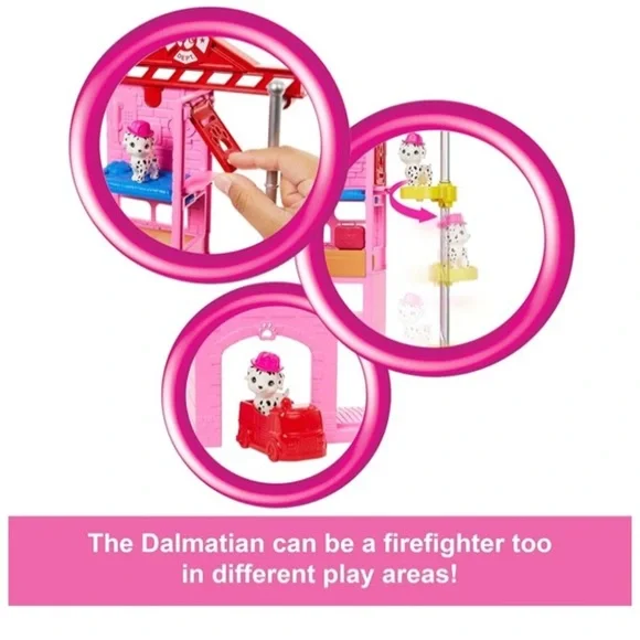 Barbie Careers Firefighter Doll & Playset with Fire Station & Tree, 2 Pets - Picture 3 of 6